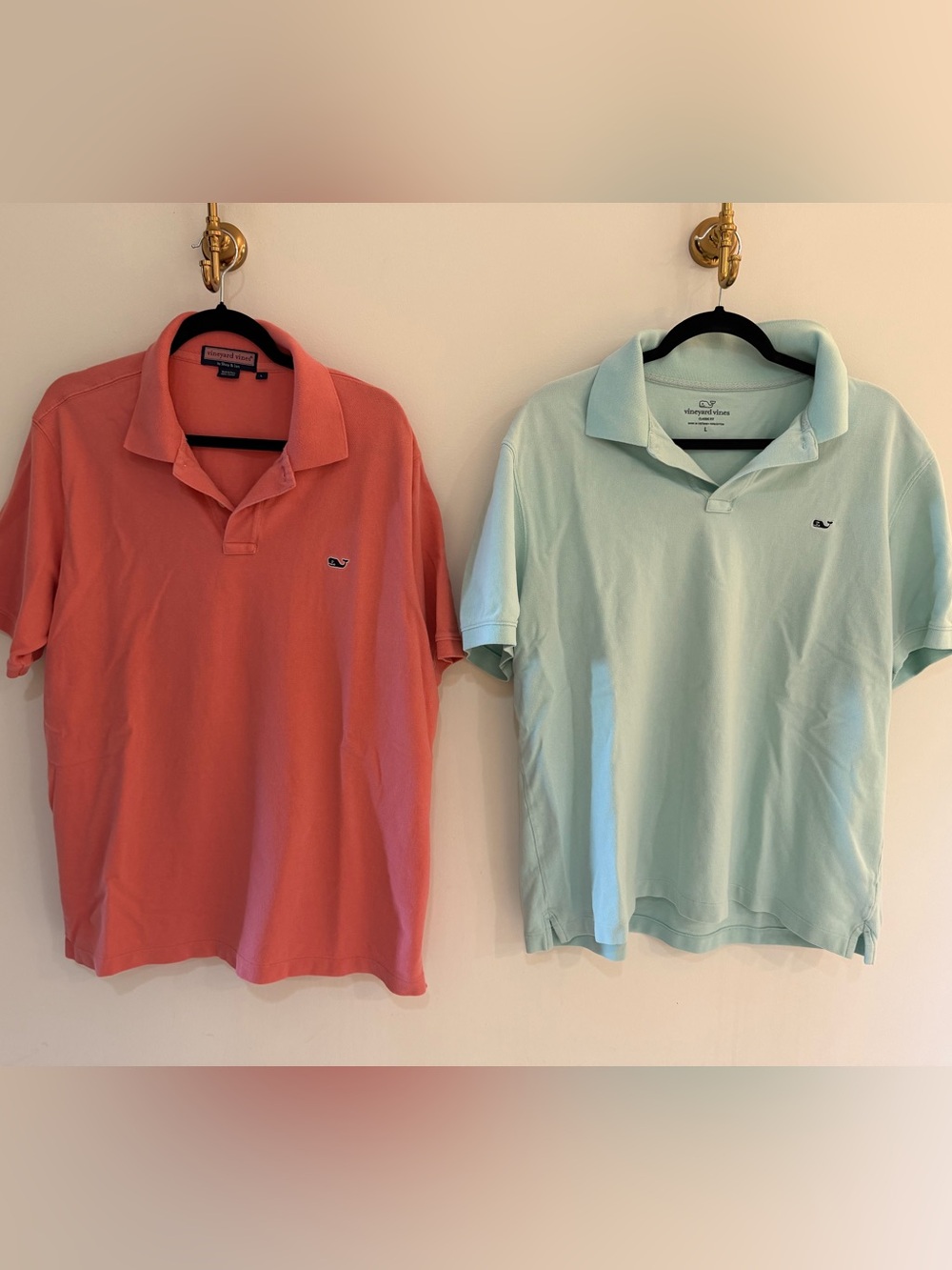 Vineyard Vines Men’s Classic Coral and Mint Polo Duo